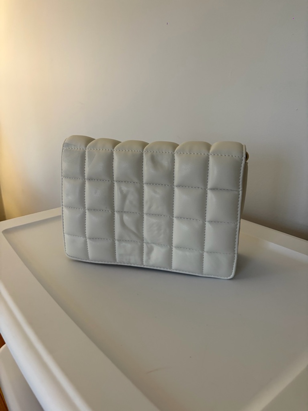 H&M Quilted Cream Crossbody Bag - Soft Square Panel Design